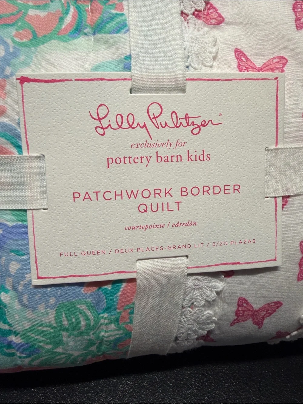 Lilly Pulitzer Patchwork Border Quilt Full / Queen Multi Color Butterfly NWT
